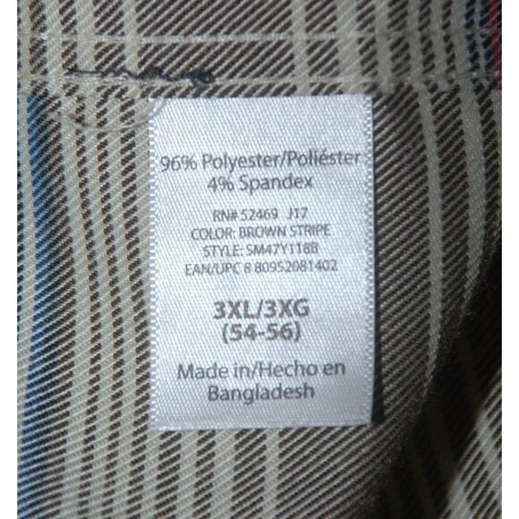 Swiss Tech Men's Brown Button Down Striped Shirt Size 3XL 54-56 Long Sleeve - Picture 8 of 9